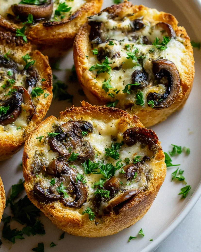 Baked Garlic Mushroom Cheese Toast Cups – Leckere Häppchen! – Schritt 2