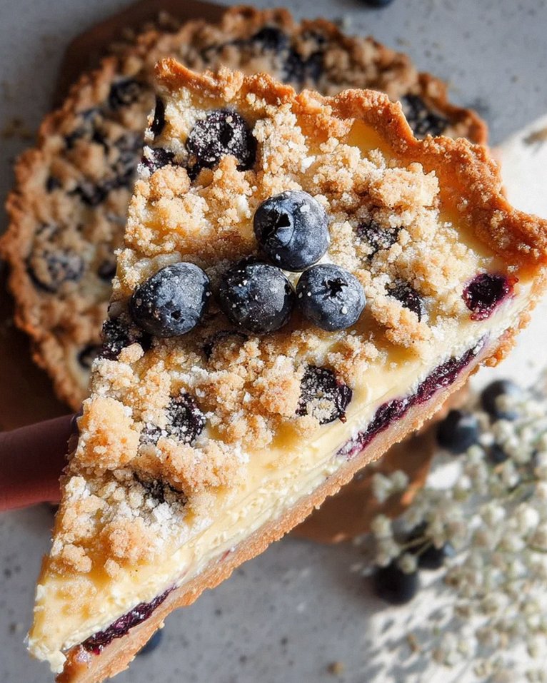 Blaubeer-Tarte mit Vanille-Schmand und Streuseln