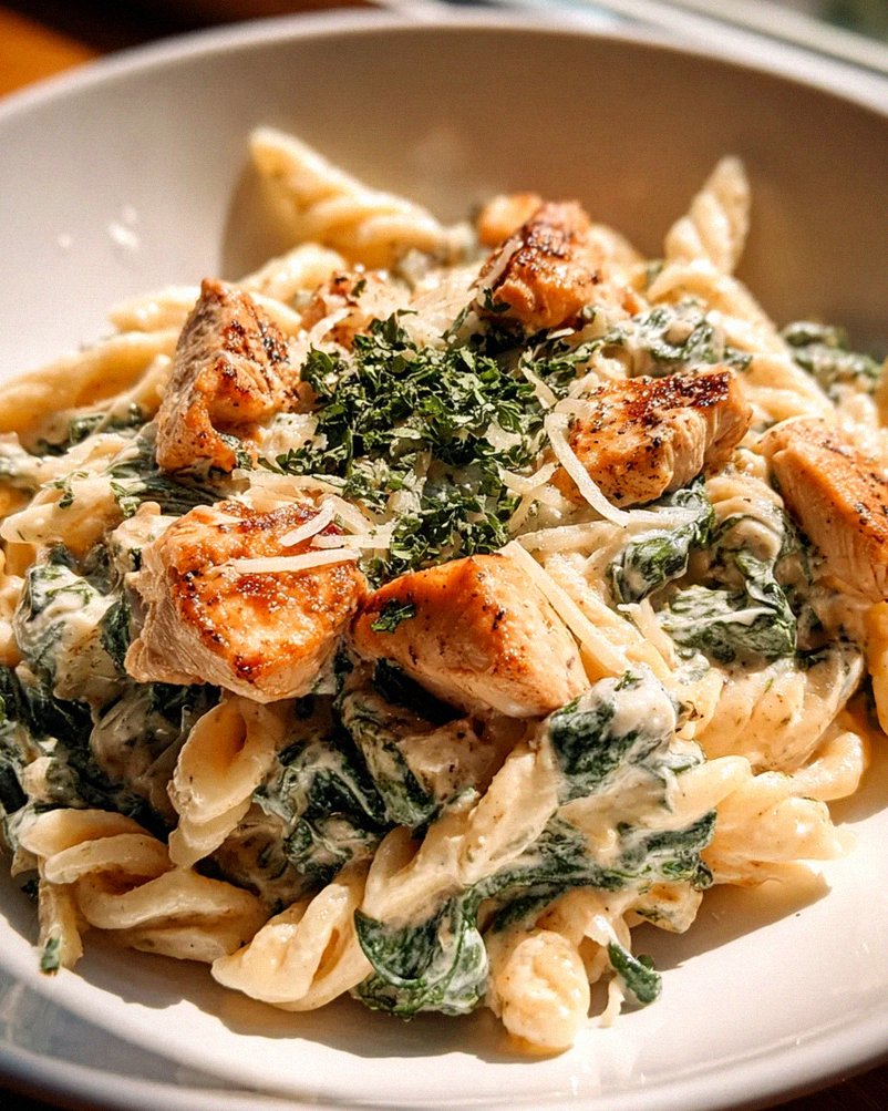 Frischkäse Spinat Hähnchen Pasta – Cremig und lecker genießen! – Schritt 1