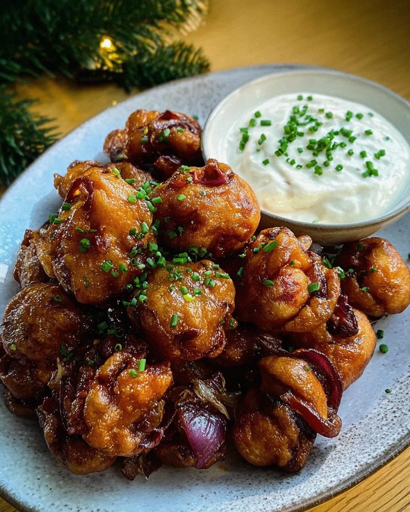 Gebratene Champignons mit Knoblauchdip