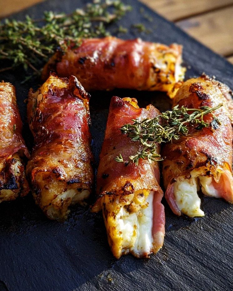 Gegrillte Feta-Schinkenröllchen