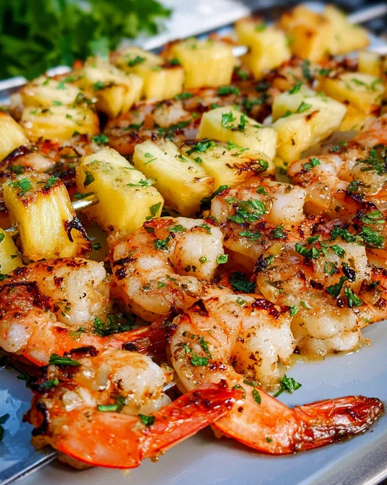 Gegrillte Garnelenspieße mit Ananas in Öl und Knoblauchsoße – Schritt 2