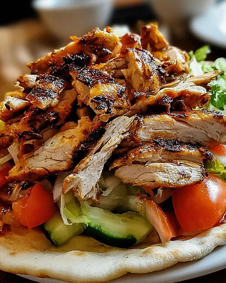 Geröstetes Hähnchen Shawarma Gyros