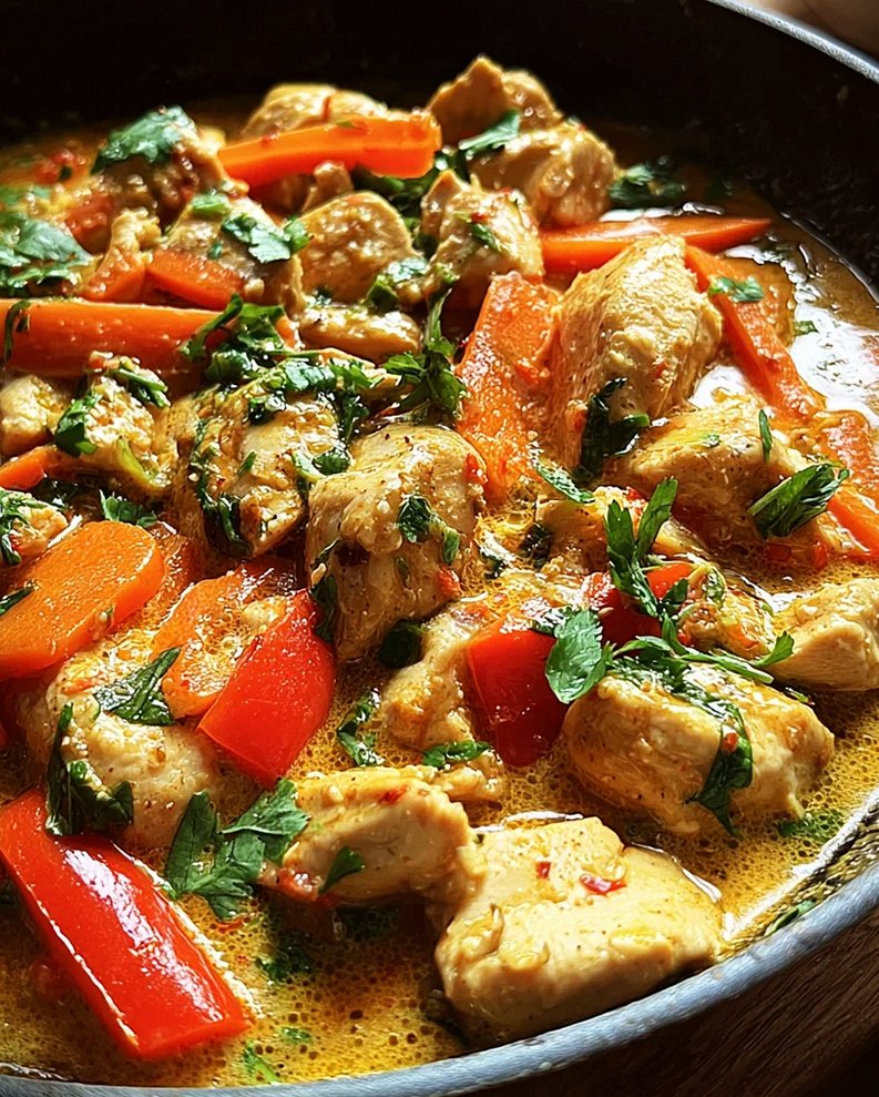 Hähnchen-Pfanne mit Kokosmilch