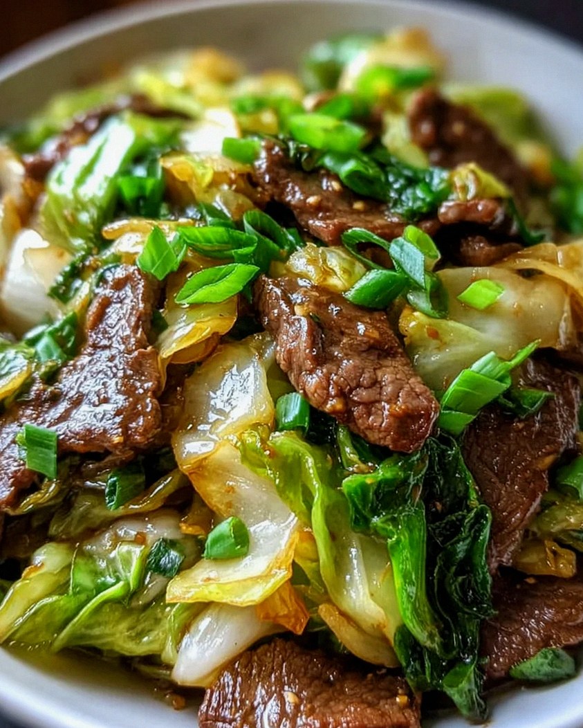 Herzhafter Rindfleisch- und Kohl-Wok für jeden Tag