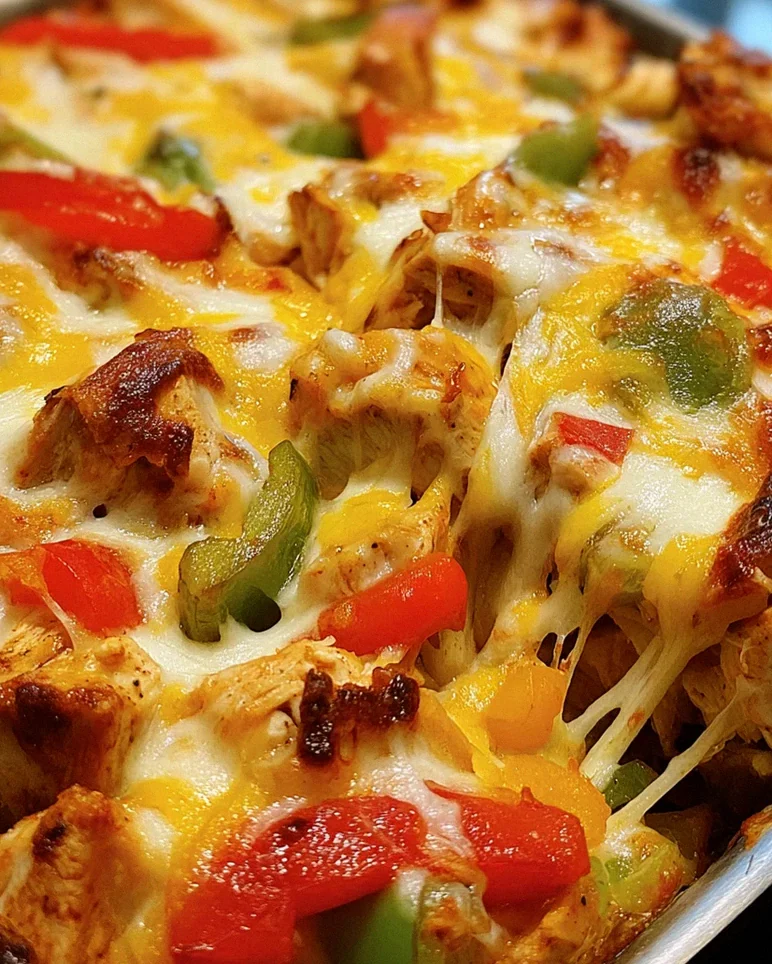 Käsiger Fajita Hähnchen Auflauf