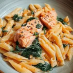 Lachs Penne mit Spinat