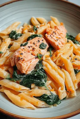 Lachs Penne mit Spinat