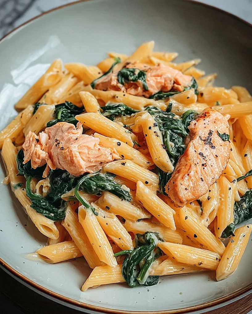 Lachs Penne mit Spinat – Schritt 1