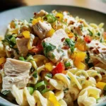 Nudel-Hähnchensalat mit Frühlingszwiebeln