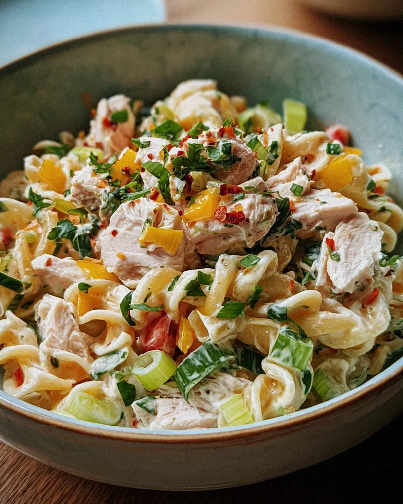 Nudel-Hähnchensalat mit Frühlingszwiebeln – Schritt 1
