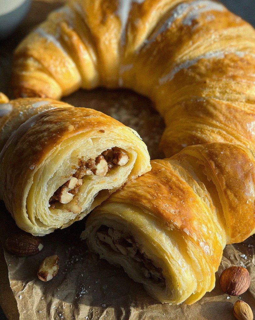 Nusshörnchen - Hefehörnchen mit Nussfüllung
