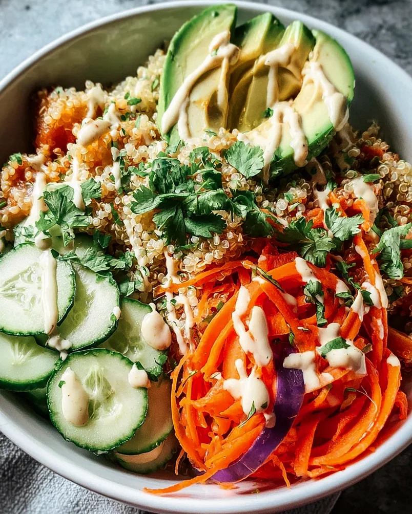 Quinoa-Gemüse-Bowl mit Tahini-Dressing