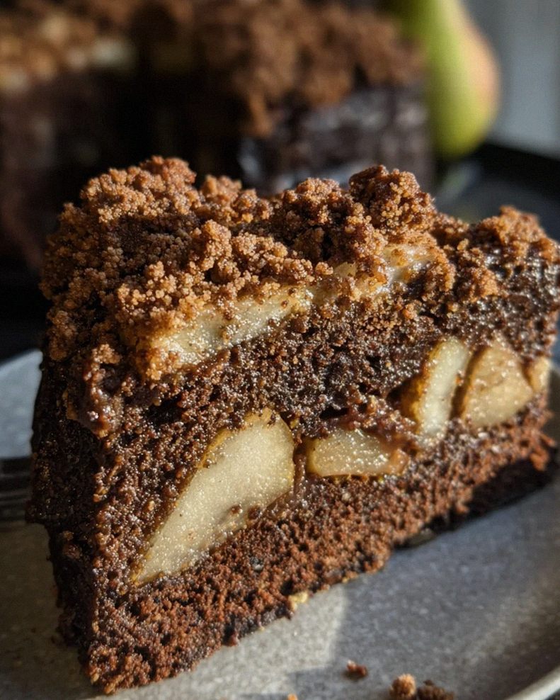 Saftiger Schokoladen-Birnenkuchen mit Schoko-Streuseln – Schritt 1