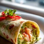 Scharfe Avocado Wraps mit Garnelen und Chili