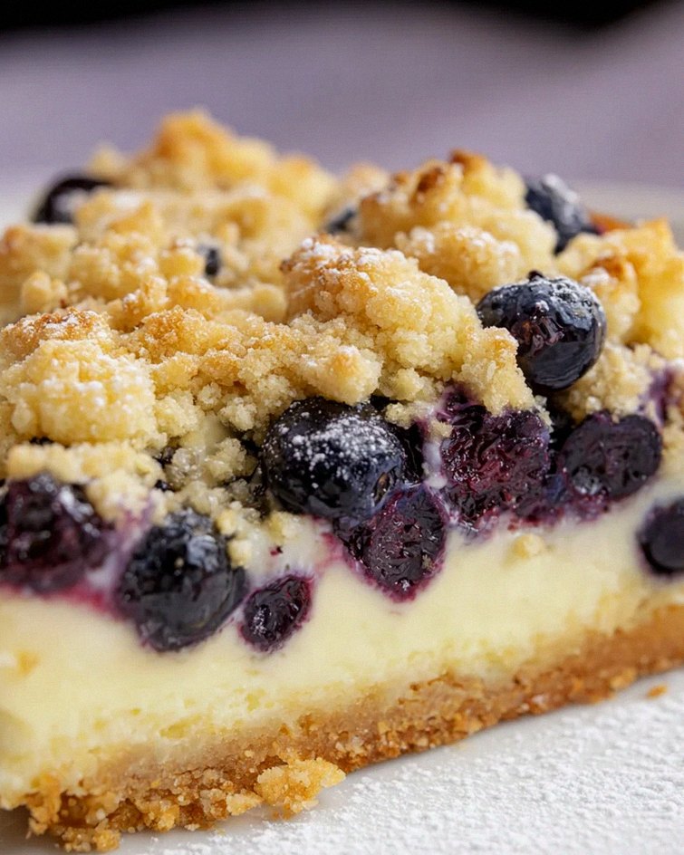 schneller Blaubeer-Quark-Kuchen mit Streuseln