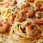 Spaghetti Alfredo mit Garnelen