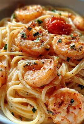 Spaghetti mit Garnelen in Frischkäsesauce