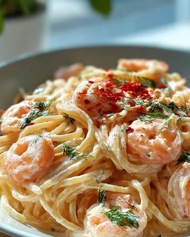 Spaghetti with Shrimp in Creamy Cream Cheese Sauce – Schritt 1
