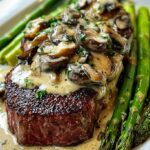 Steak mit cremiger Pilzsauce und Spargel genießen