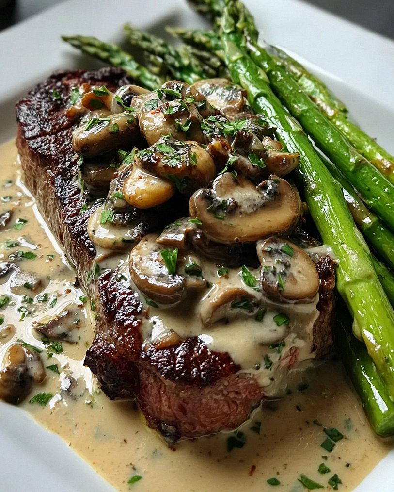 Steak mit cremiger Pilzsauce und Spargel genießen – Schritt 2