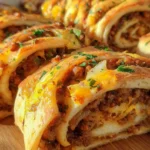 Teig eingerollt mit Hackfleisch