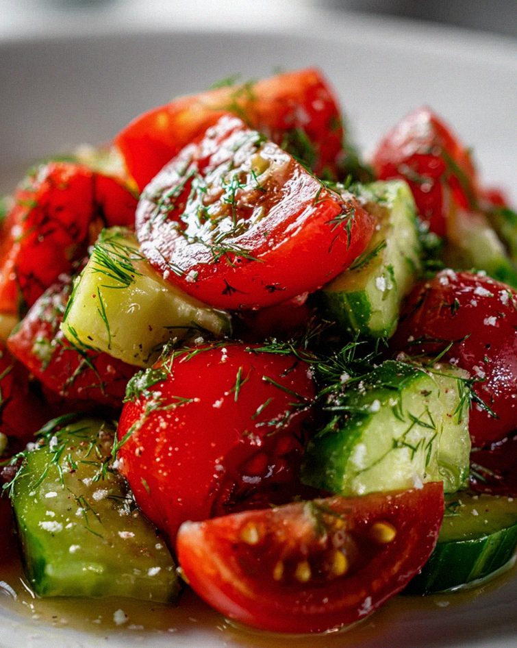 Tomaten-Gurken-Salat: Frisch mit Dill & Knoblauch genießen! – Schritt 1