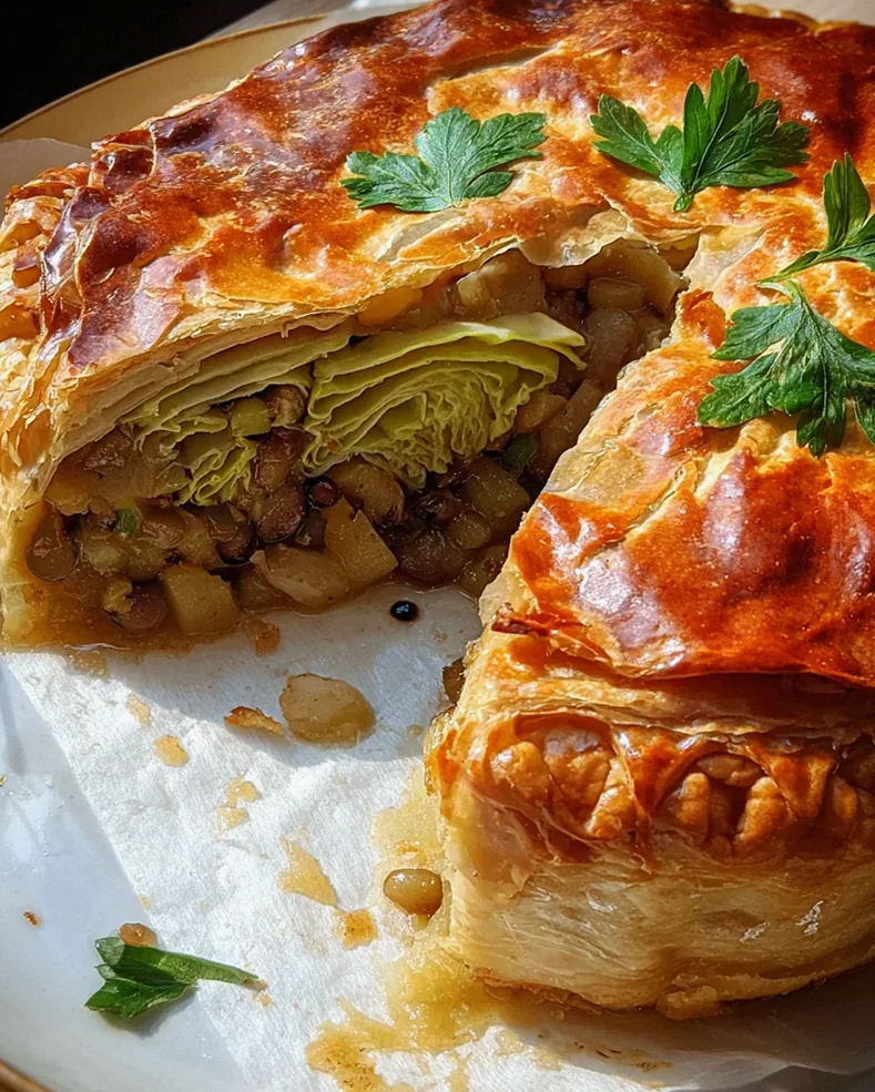 Wirsing-Pie mit Pilz-Linsen-Kartoffelfüllung – Schritt 1