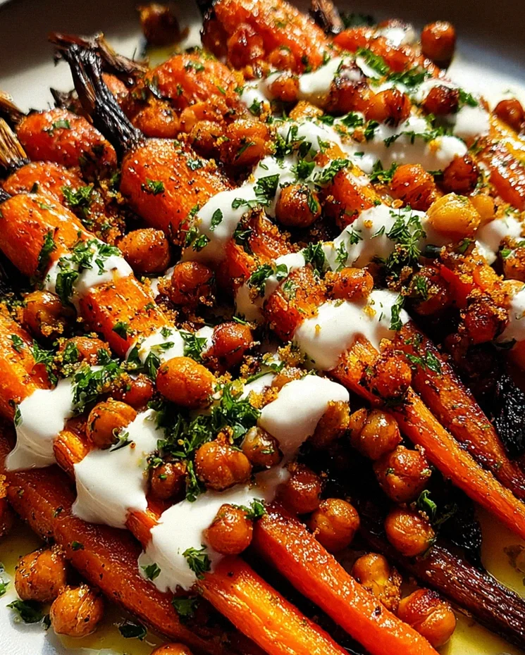 Würzige Ahorn-Röstkarotten mit knusprigen Kichererbsen und Joghurtsauce – Schritt 2