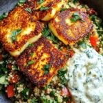 Würziger Halloumi mit Tabbouleh und Minzjoghurt