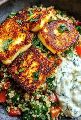 Würziger Halloumi mit Tabbouleh und Minzjoghurt