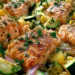 Zucchinipfanne mit Lachs